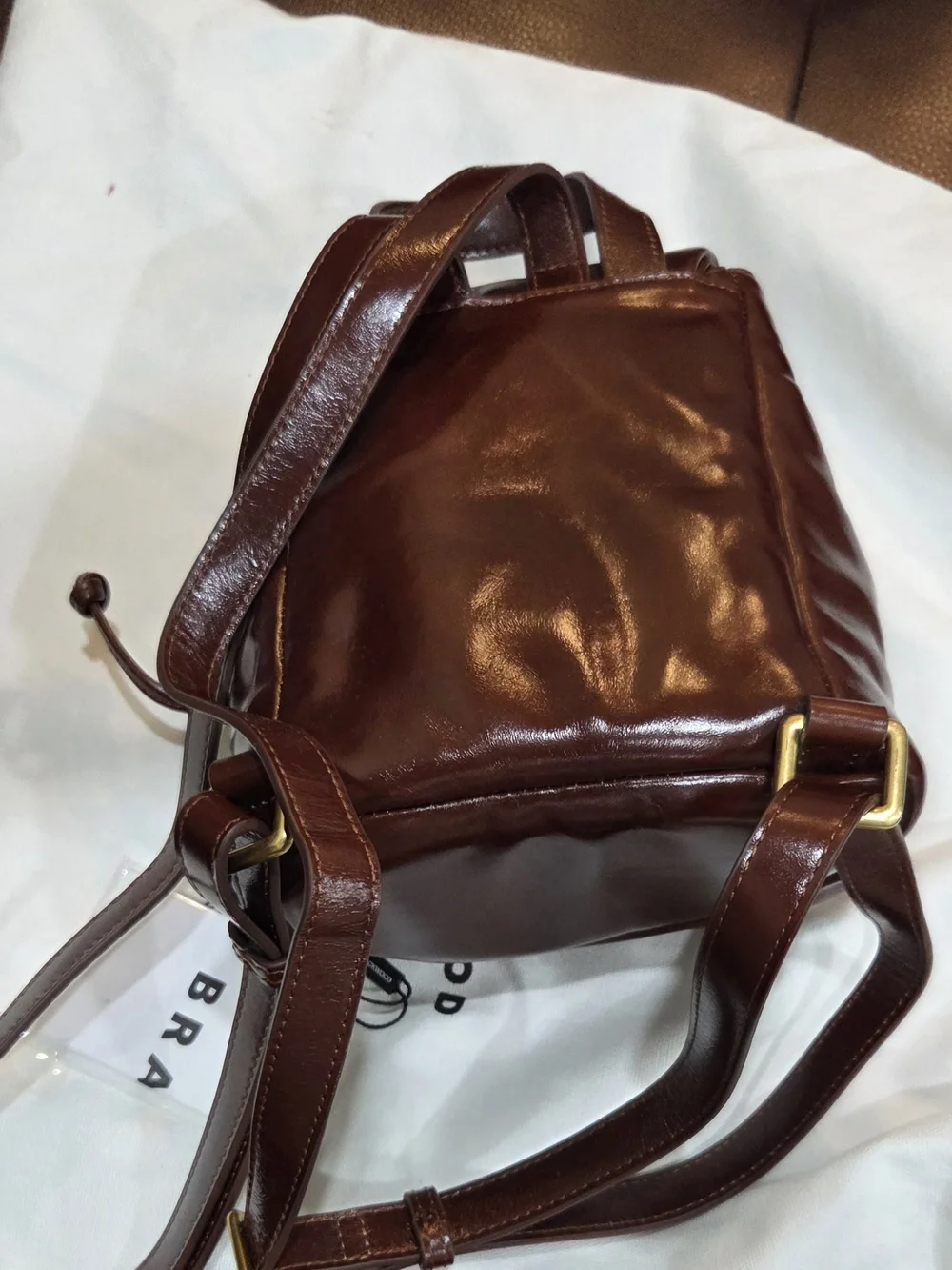 Brandon Blackwood Brown Leather (Small)Backpack with Gold Hardware - LIKE NEW